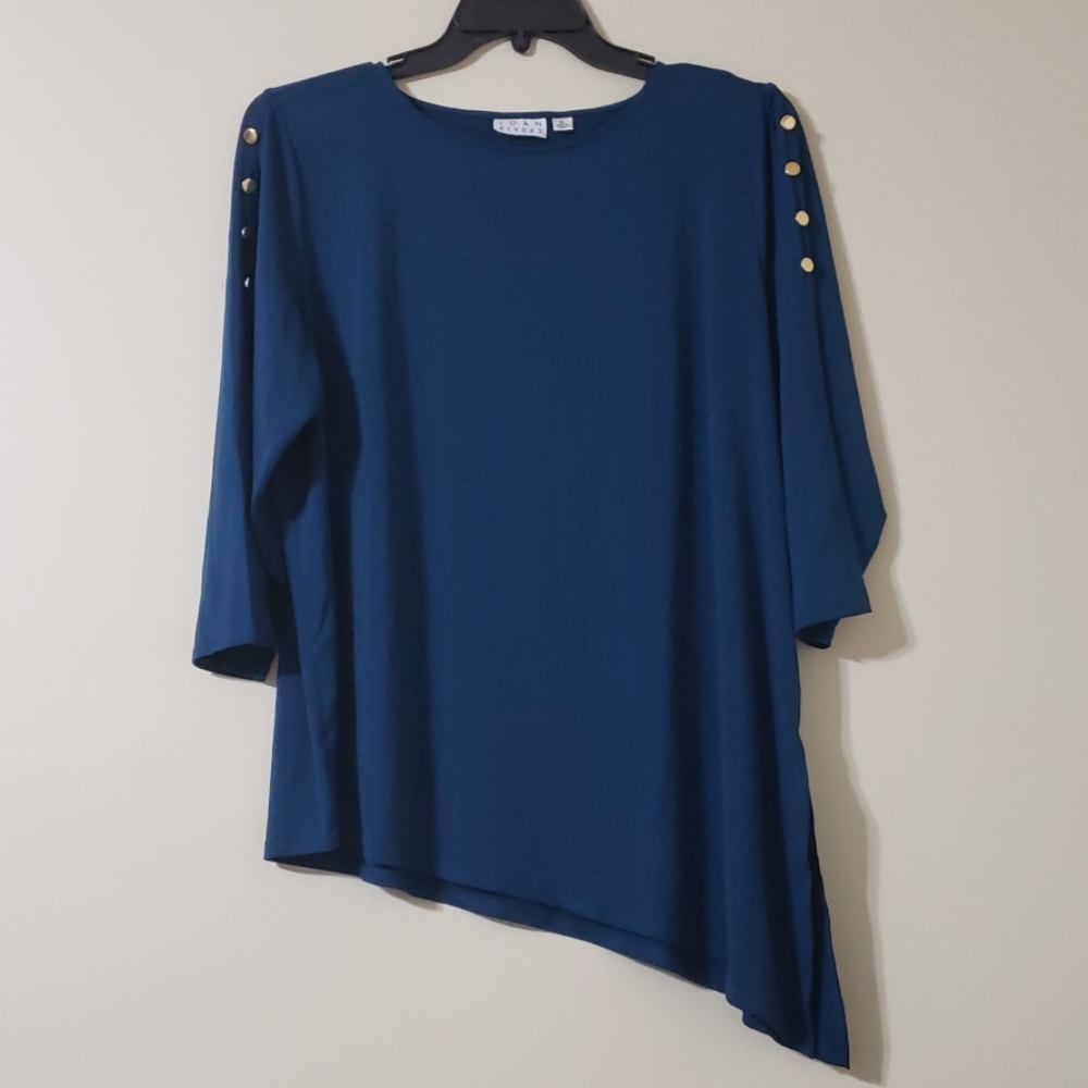 Joan Rivers Womens Navy Blue Top/tunic  XL